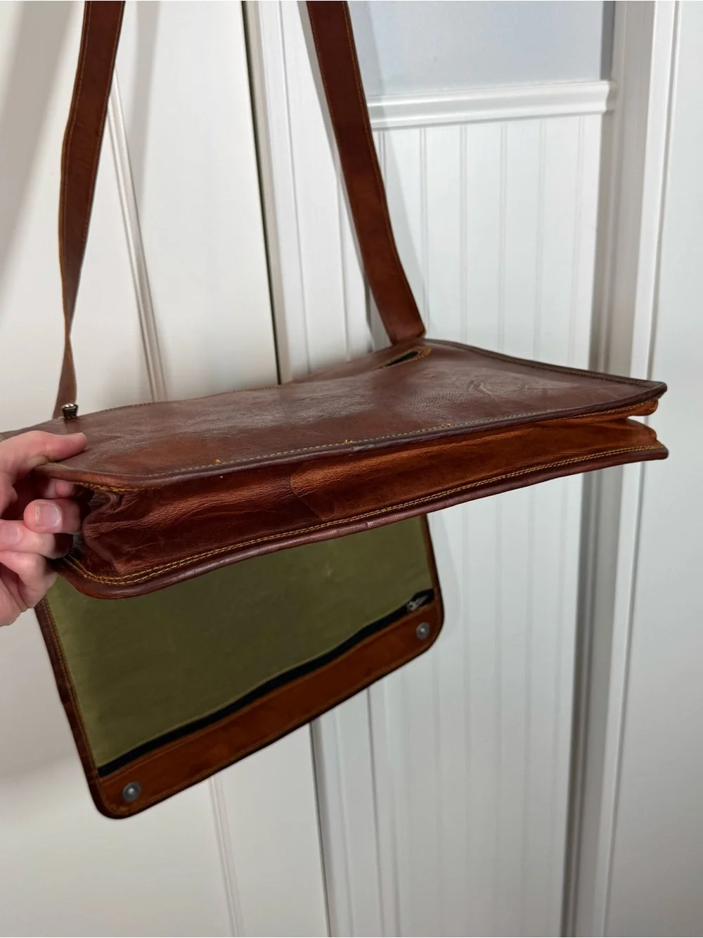 Carbon‎ 2 Cobalt Distressed Full Flap Brown Leather Messenger Bag work travel
